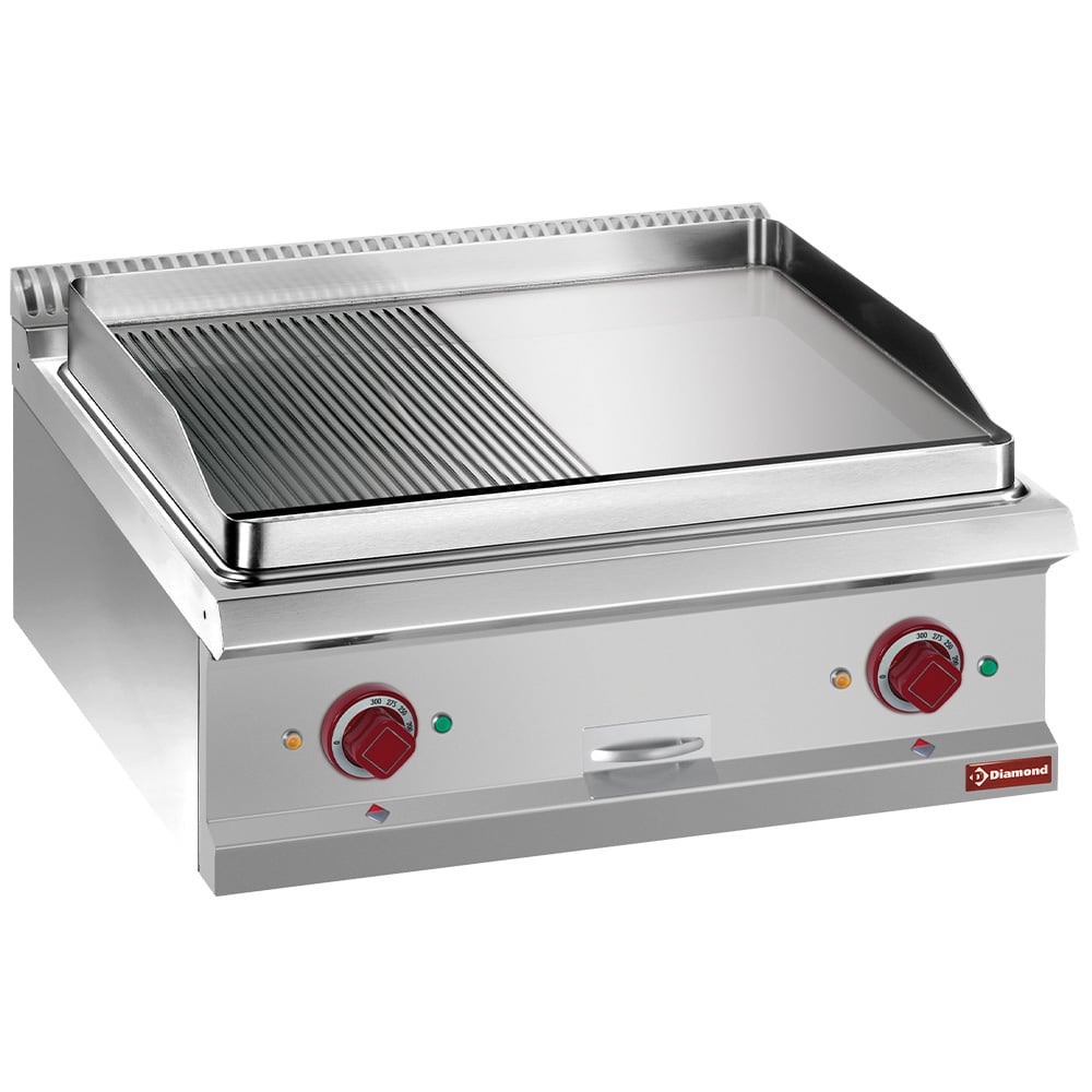 Electric fry top, 1/2 smooth 1/2 ribbed, hard chrome, module 1/1  -TOP-
