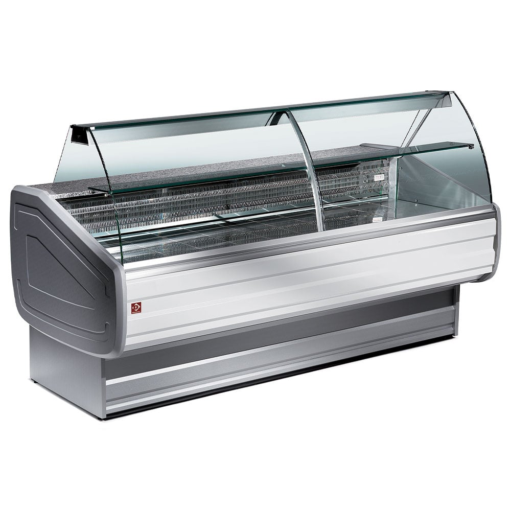 Refrigerated display counter, curved glass with storage space – A doua alegere
