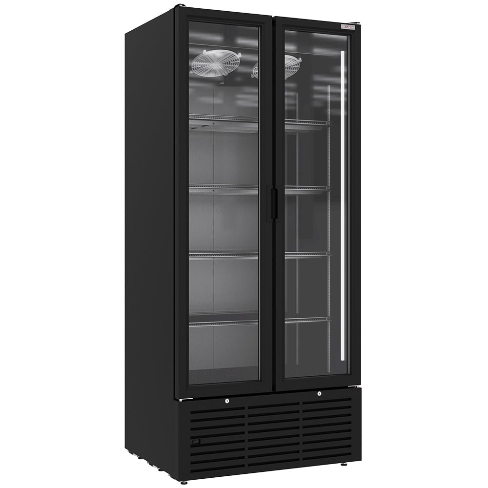 Drink display positive ventilated, 804 liters, 2 hinged doors, BLACK – Model expus