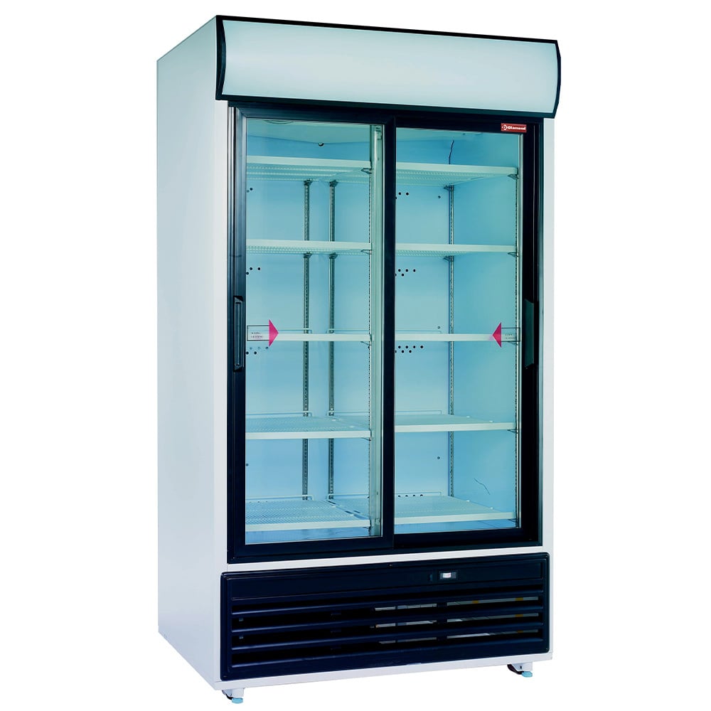 Drink display double sliding doors, 857 liters, with lightbox – Lichidare stoc