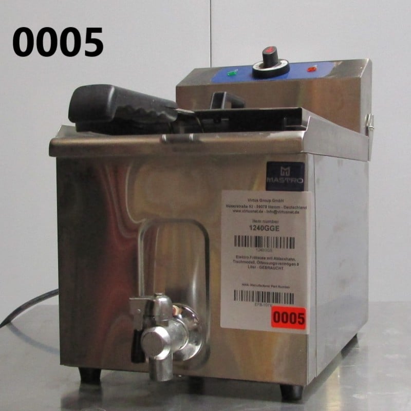 Friteuză electrică de banc Virtus 1240GGE – 8 litri – cu robinet de golire – Second-hand