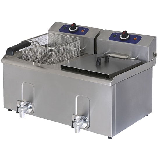 Friteuză electrică de banc Virtus 1241G – 8+8 litri – cu robinet de golire