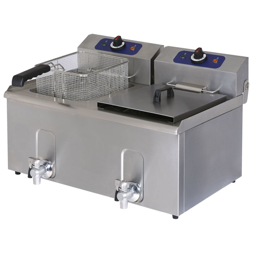 Friteuză electrică de banc Virtus 1276G – 10+10 litri – cu robinet de golire
