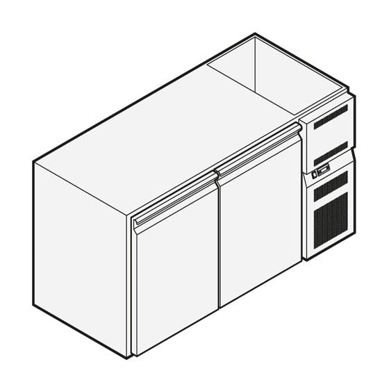 Refrigerated beverage counter with 2 doors with refrigerated sink, 1510x590 mm, +2°/+10°C