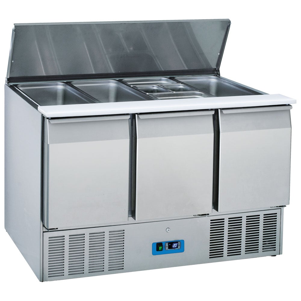 saladette with 3 doors GN 1/1 and lid, 12x GN 1/3 h=150 mm, +2°/+10°C