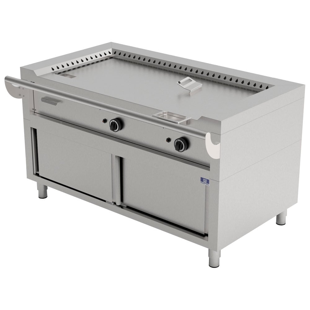 Electric teppanyaki on closed cabinet, 2 zones