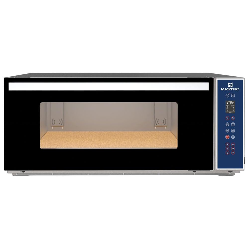 Electric deck oven with refractory bedplate and digital control, static