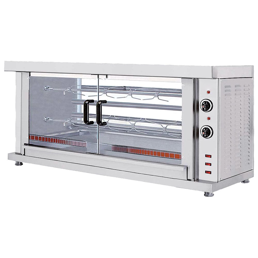 Electric chicken grill with lighting, 2 spits for 8-10 chickens