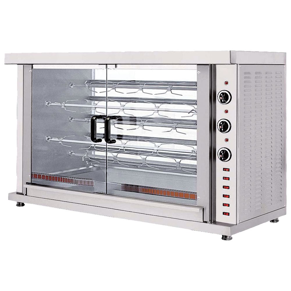 Electric chicken grill with lighting, 5 spits for 20-25 chickens