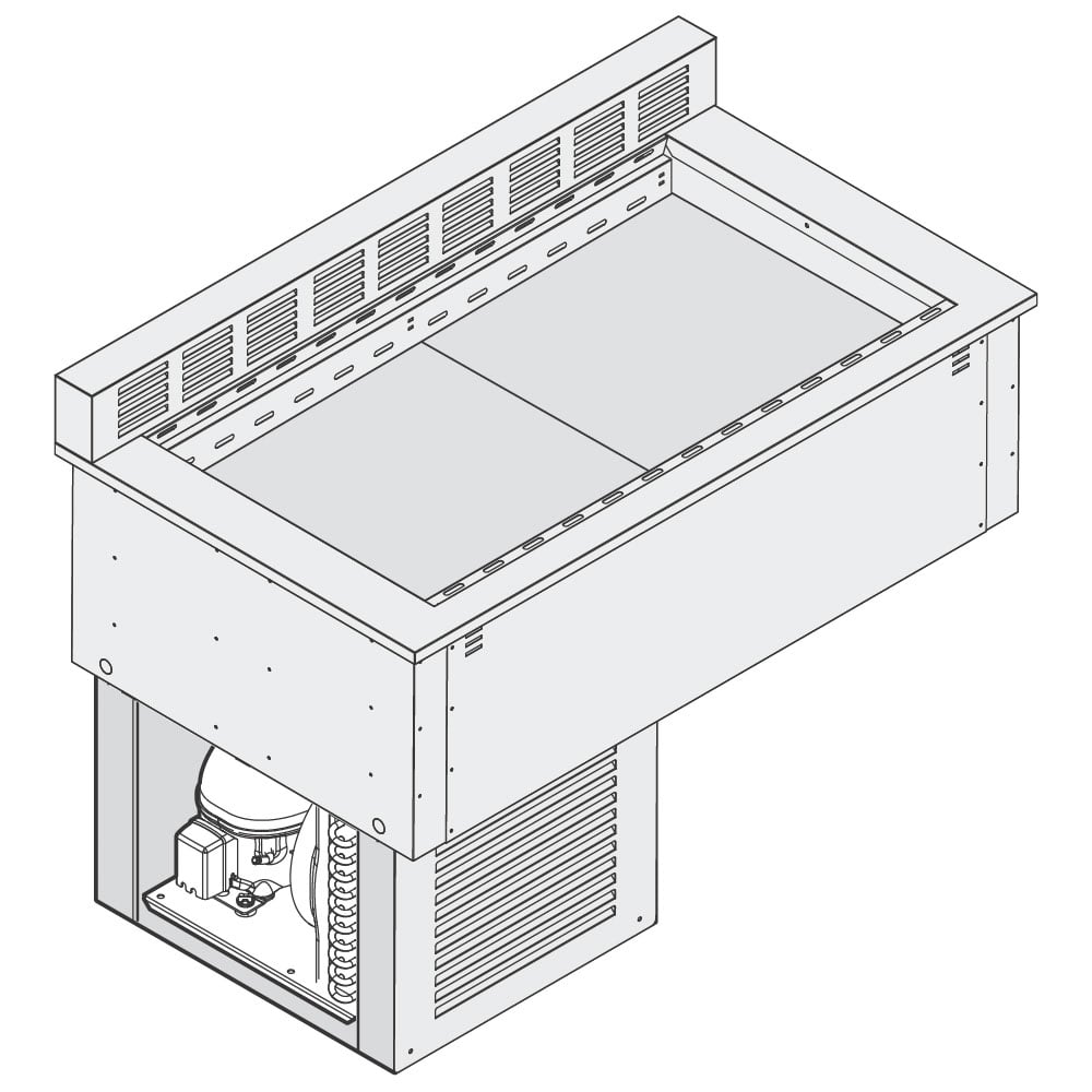 Refrigerated tank with rear diffuser, built-in cooling unit, 2x GN 1/1