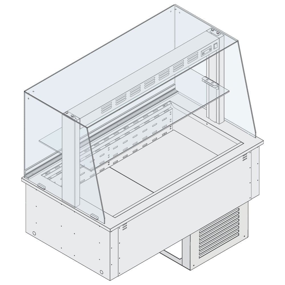 Refrigerated ventilated DELI display 1 shelf, built-in cooling unit, closed on customers side, 4x GN 1/1