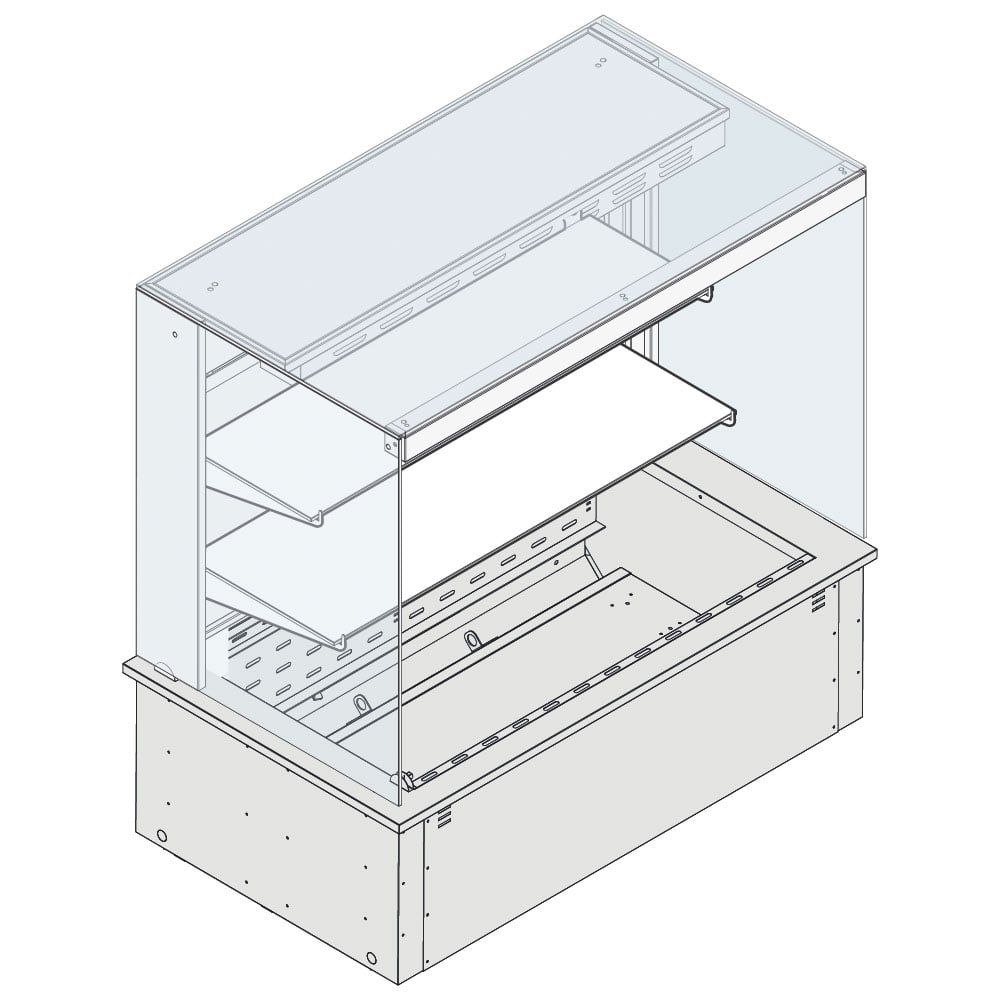Refrigerated square wall display 2 levels on refrigerated ventilated tank, remote, 3x GN 1/1