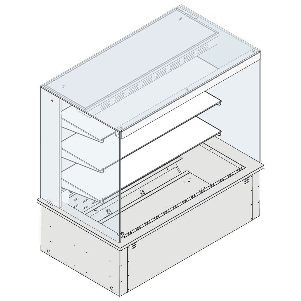 Refrigerated square wall display 3 levels on refrigerated ventilated tank, remote, 5x GN 1/1