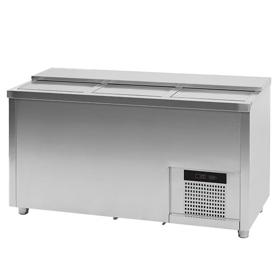 Bottles cooler 381 litres in stainless steel with 3 sliding lids