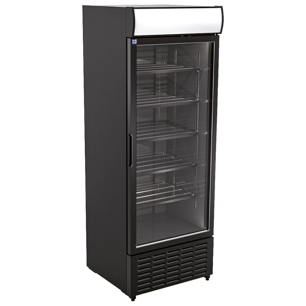 Upright bottle cooler 707 litres with glass door and canopy lighting, +1°/+9°C - Color black