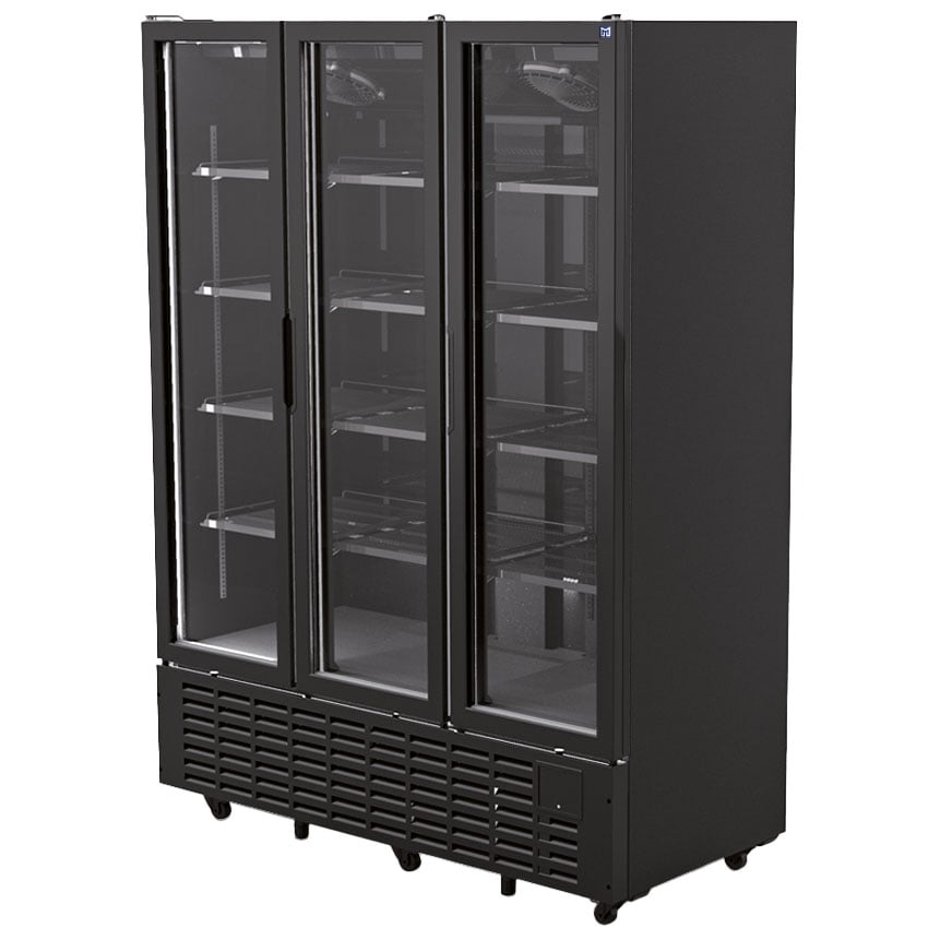 Upright bottle cooler 1491 litres with 3 glass doors, +1°/+9°C - Color black