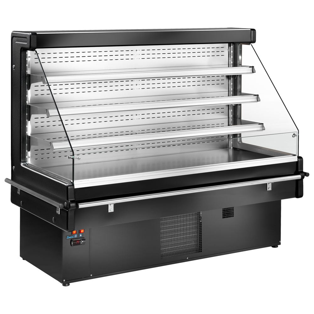 Refrigerated self-service counter with 3 shelves, ventilated, wall model, +2°/+ 4°C, w=1000 mm - black