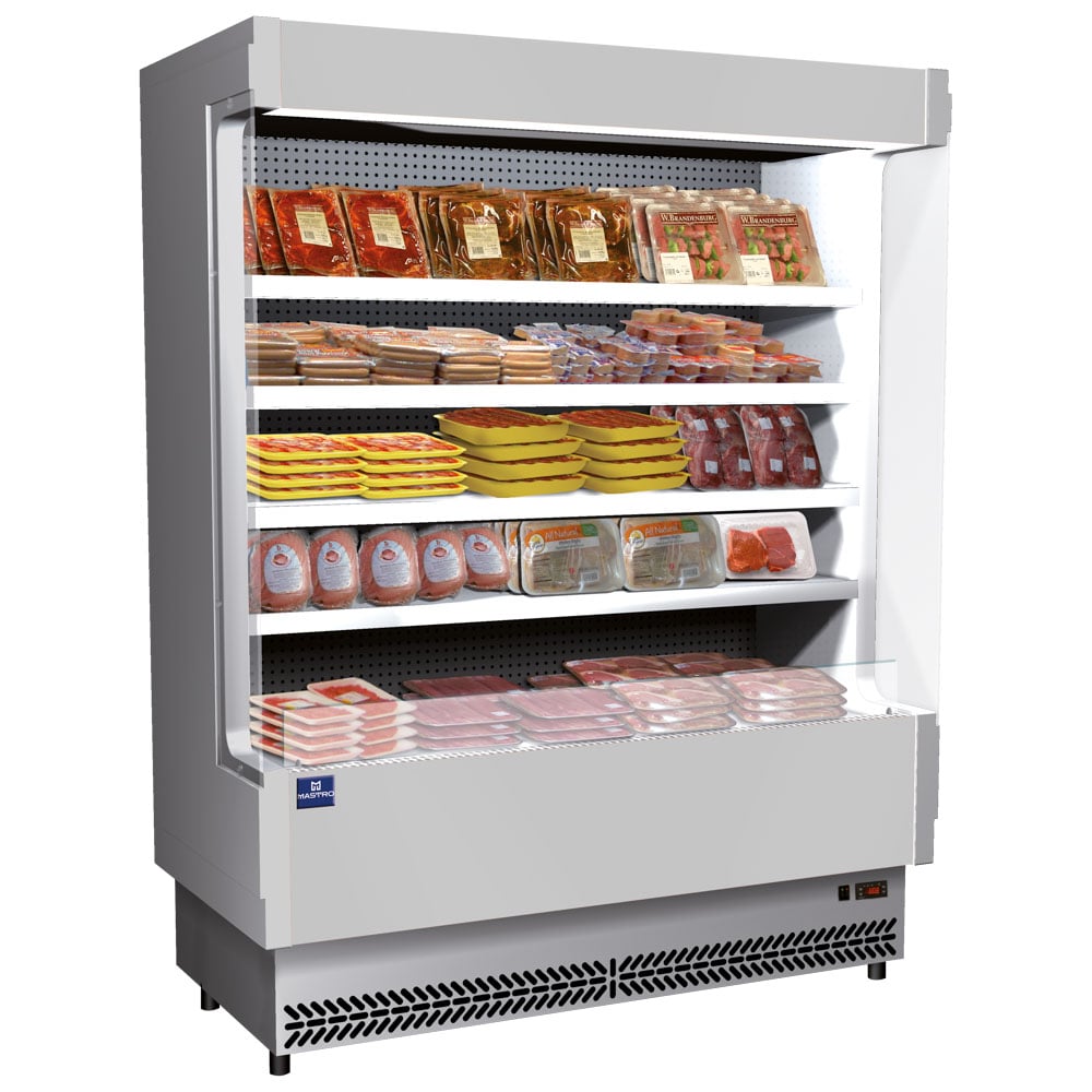 Refrigerated multi-deck wall cabinet 1580 mm with 4 shelves, 0°/+2°C - prepacked meat