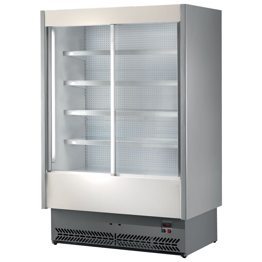 Refrigerated multi-deck wall cabinet 1975 mm with 4 shelves and sliding doors, +3°/+5°C - dairy products
