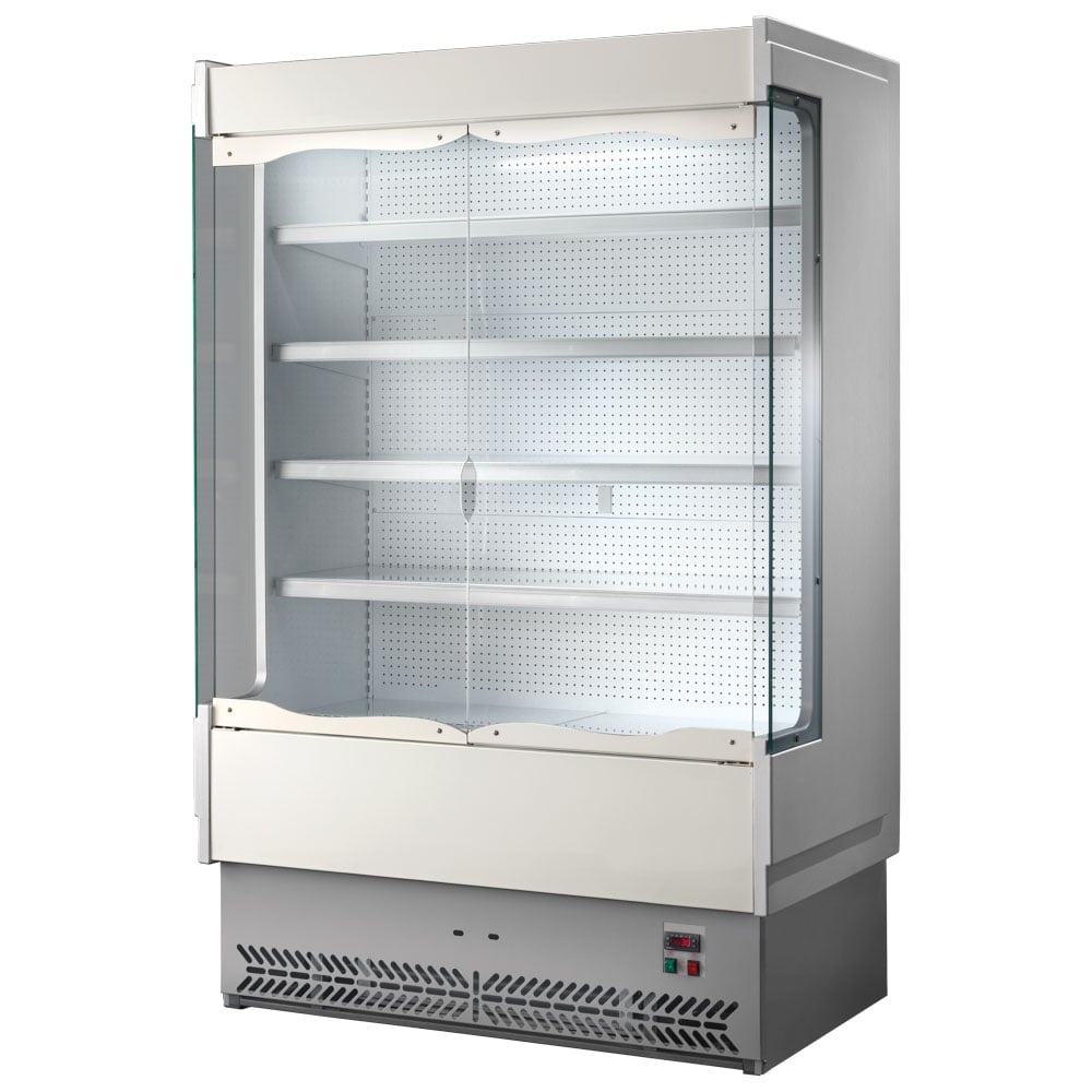 Refrigerated multi-deck wall cabinet 1330 mm with 4 shelves and hinged doors, +3°/+5°C - dairy products