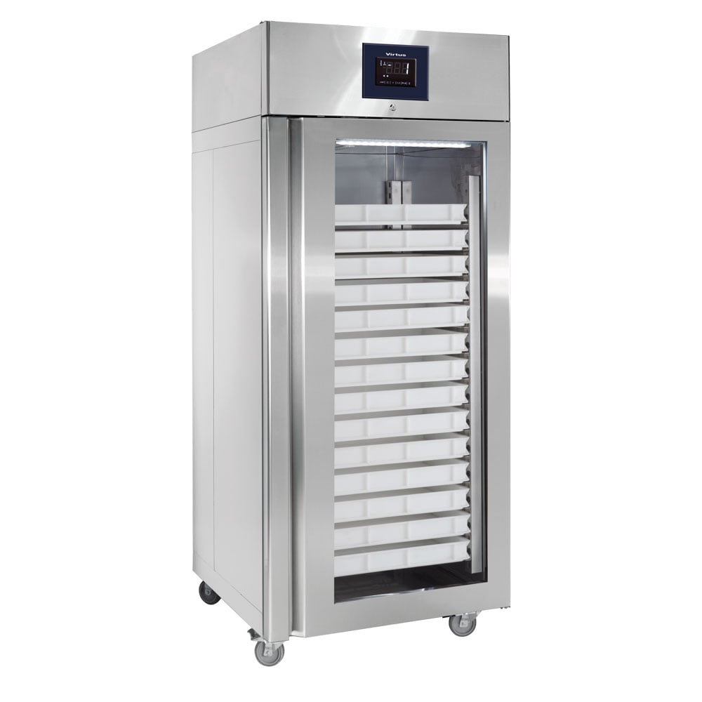 Refrigerator 850 liters in stainless steel for pastry with glass door, 56x 600x400 mm, -2°/+8°C