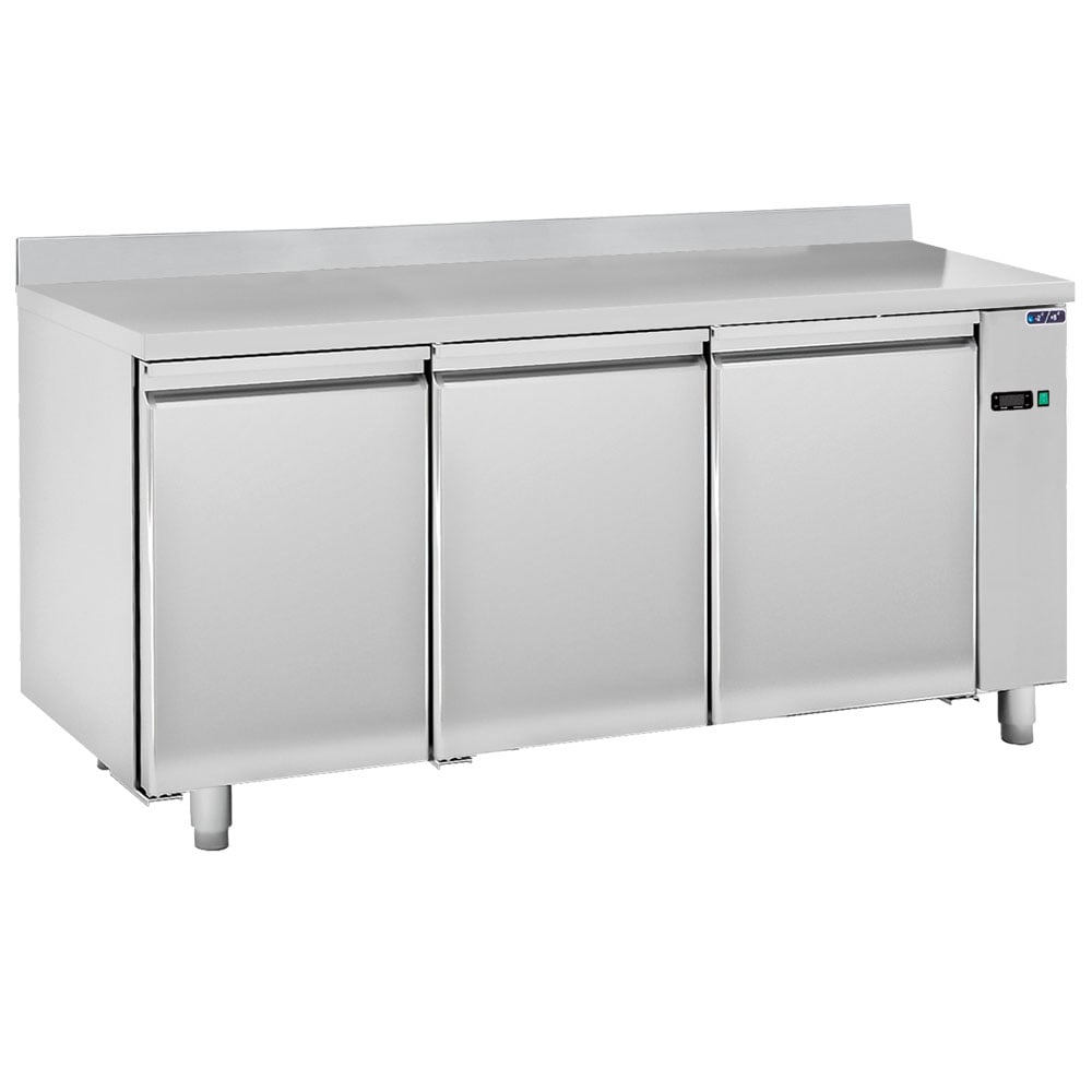 Refrigerated counter 3 doors GN 1/1 with upstand for remote cooling, -2°/+8°C