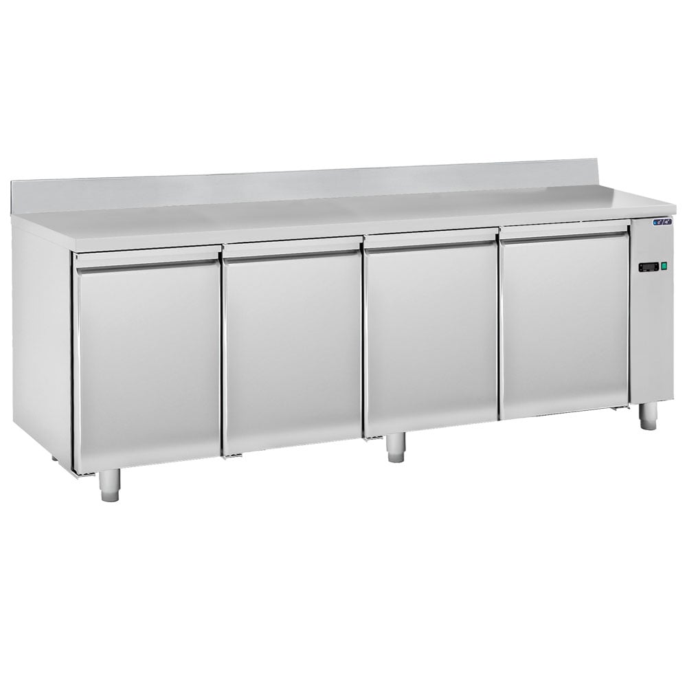 Refrigerated counter 4 doors GN 1/1 with upstand for remote cooling, -2°/+8°C