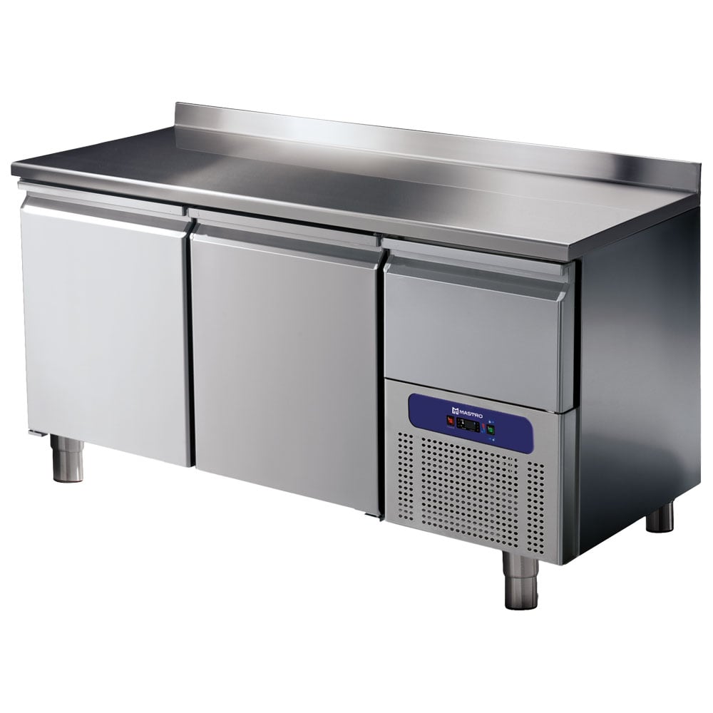 Refrigerated counter 2 doors GN 1/1 with upstand and refrigerated drawer, -2°/+8°C