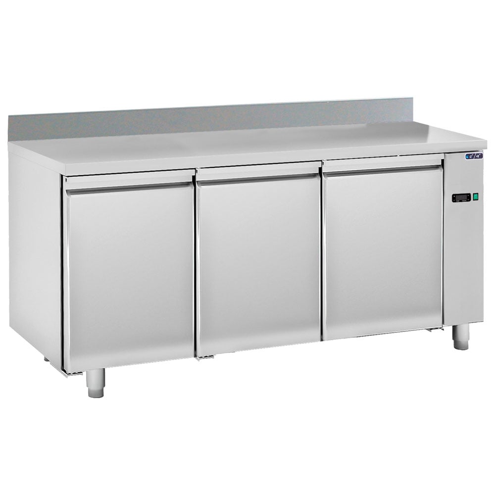 Freezer counter 3 doors GN 1/1 with upstand for remote cooling, -10°/-25°C
