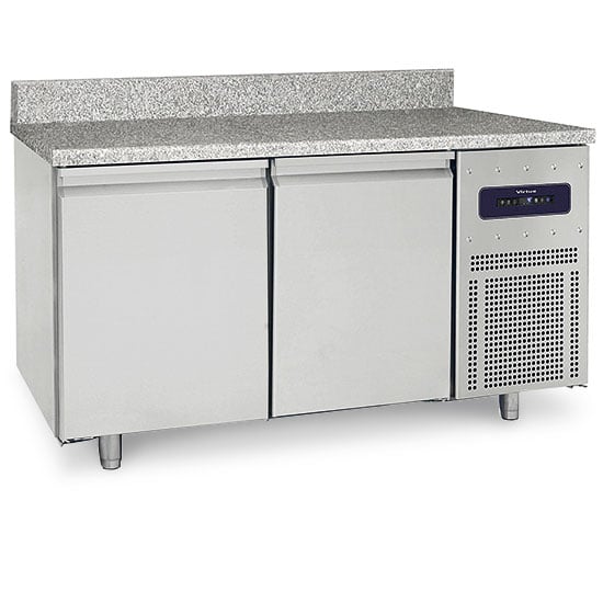 Freezer counter for pastry 2 doors 600x400 mm with granite top with upstand, -10°/-25°C