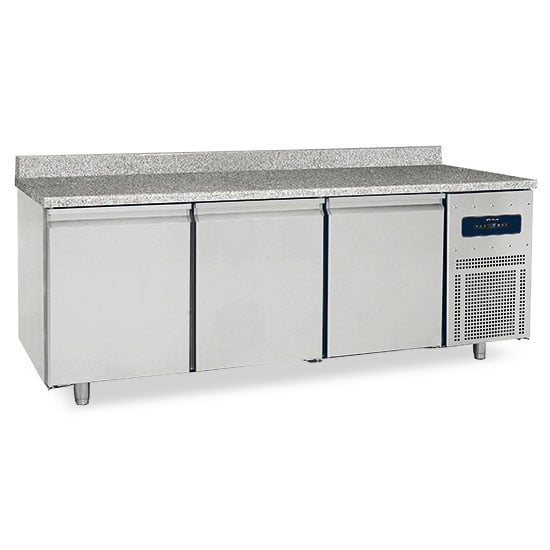 Freezer counter for pastry 3 doors 600x400 mm with granite top with upstand, -10°/-25°C