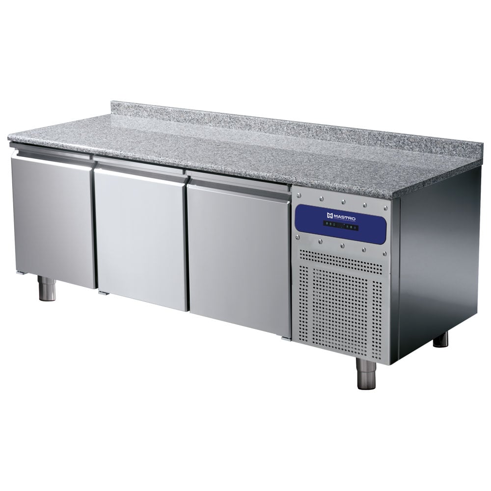 Refrigerated pastry counter 3 doors 600x400 mm, granite top with upstand, -2°/+8°C