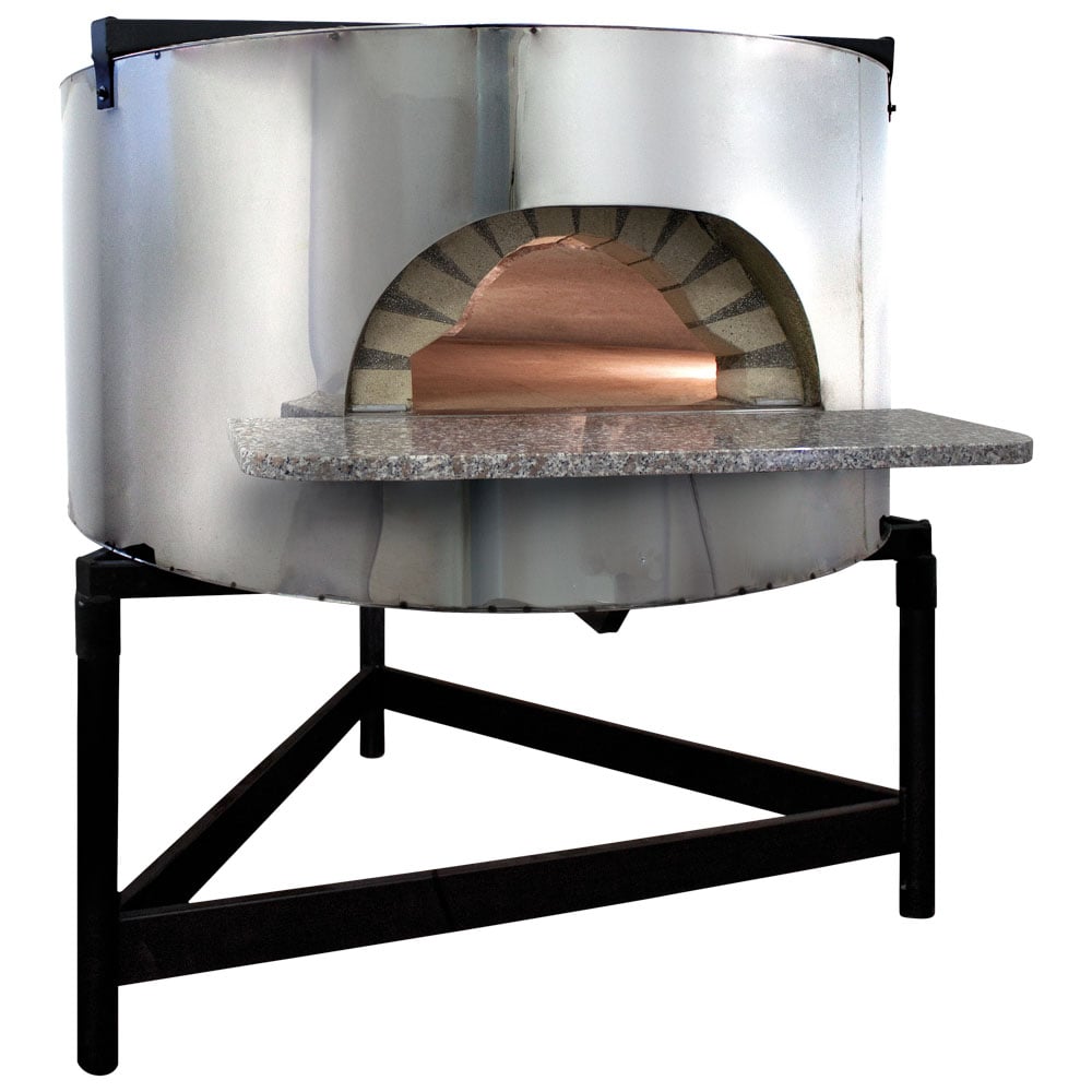 wood pizza oven with stainless steel facade, bedplate ø 1300 mm, capacity 6/7 pizzas