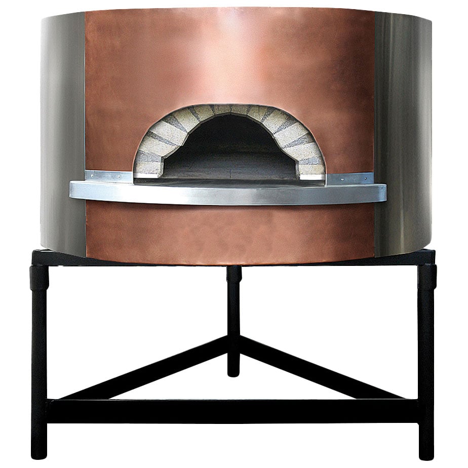 wood pizza oven with copper facade, bedplate ø 1100 mm, capacity 4/5 pizzas