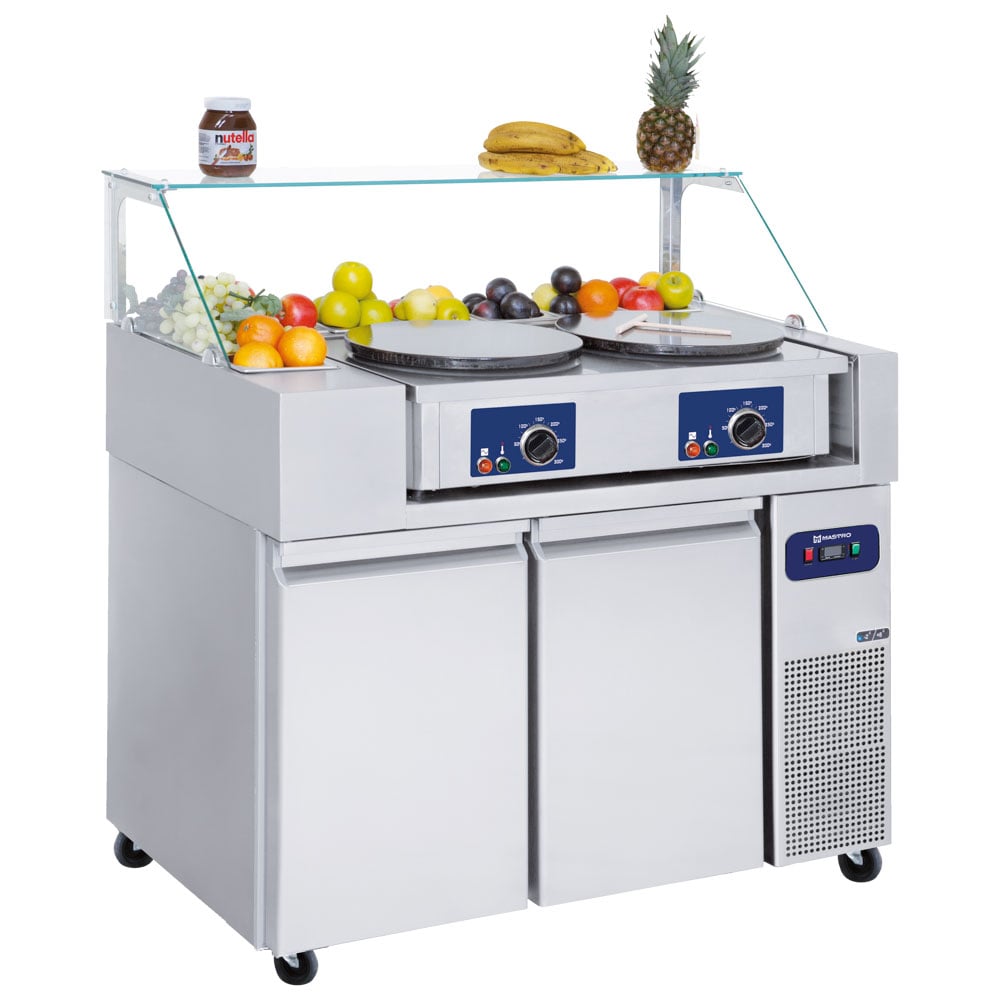 Refrigerated preparation counter 2 doors GN 1/1 with glass structure, 9x GN 1/6 h=150 mm, -2°/+8°C