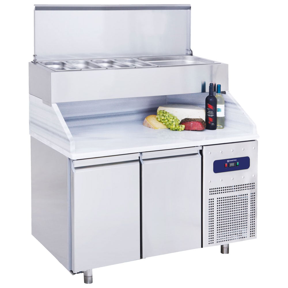 Pizza counter with 2 doors GN 1/1 with pan cooler 7x GN 1/3 h=150 mm