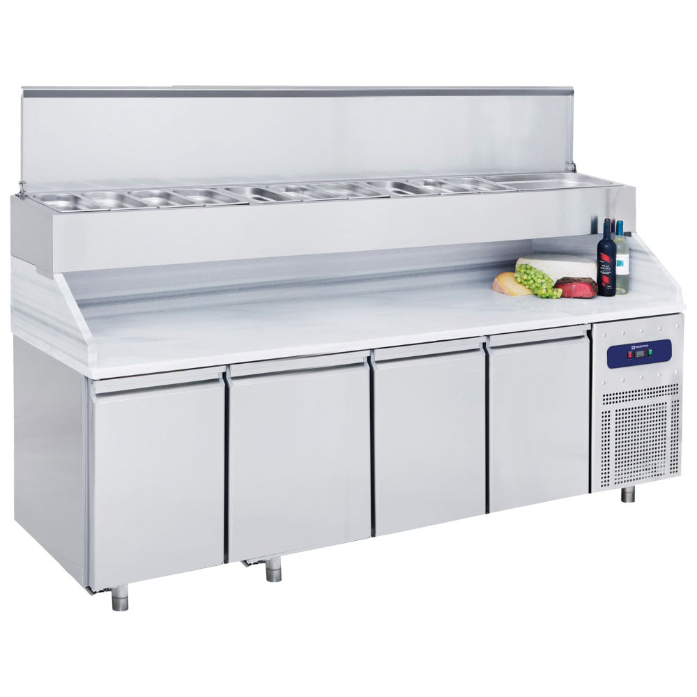 Pizza counter with 4 doors GN 1/1 with pan cooler 12x GN 1/3 h=150 mm