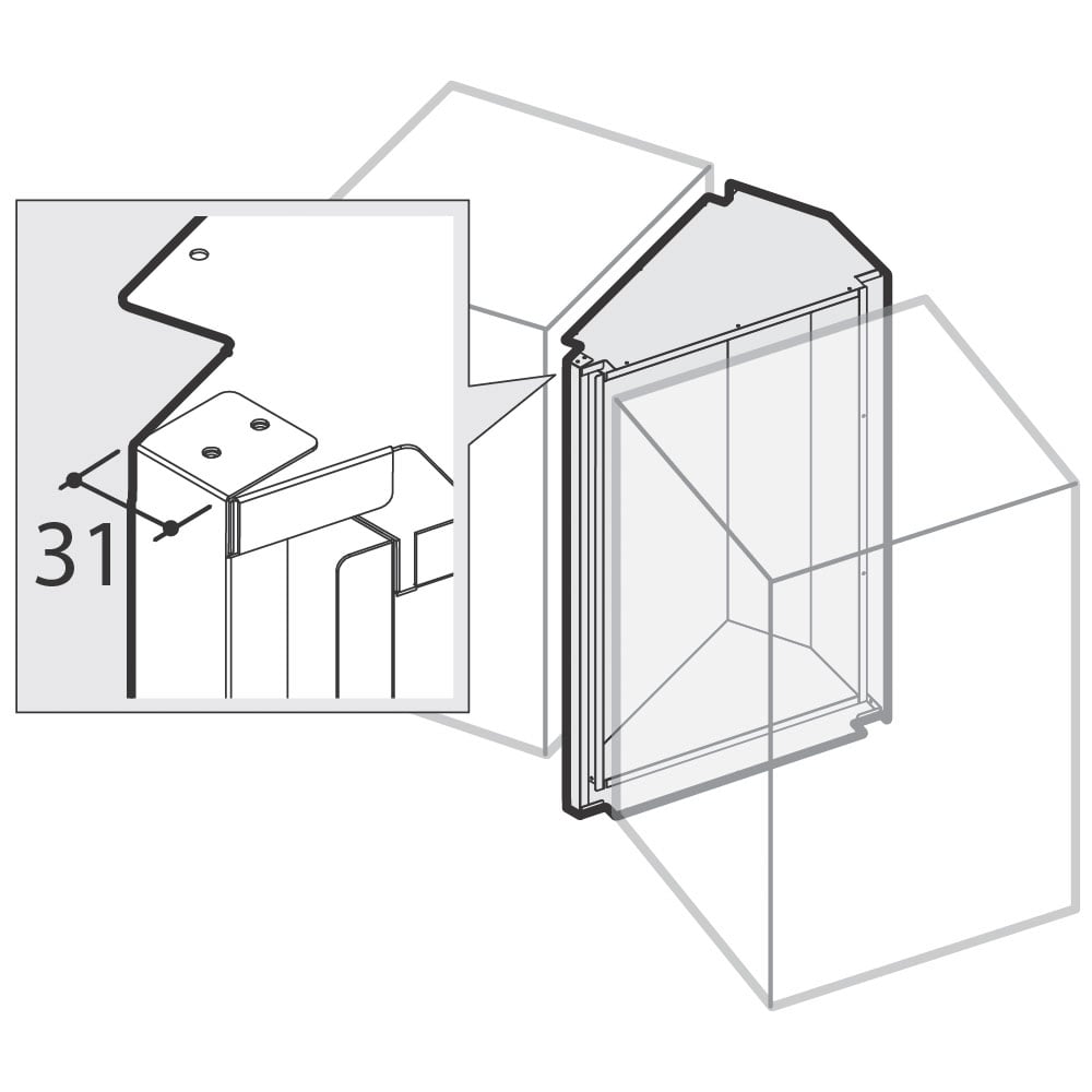 Neutral element for rounded configuration, 45°