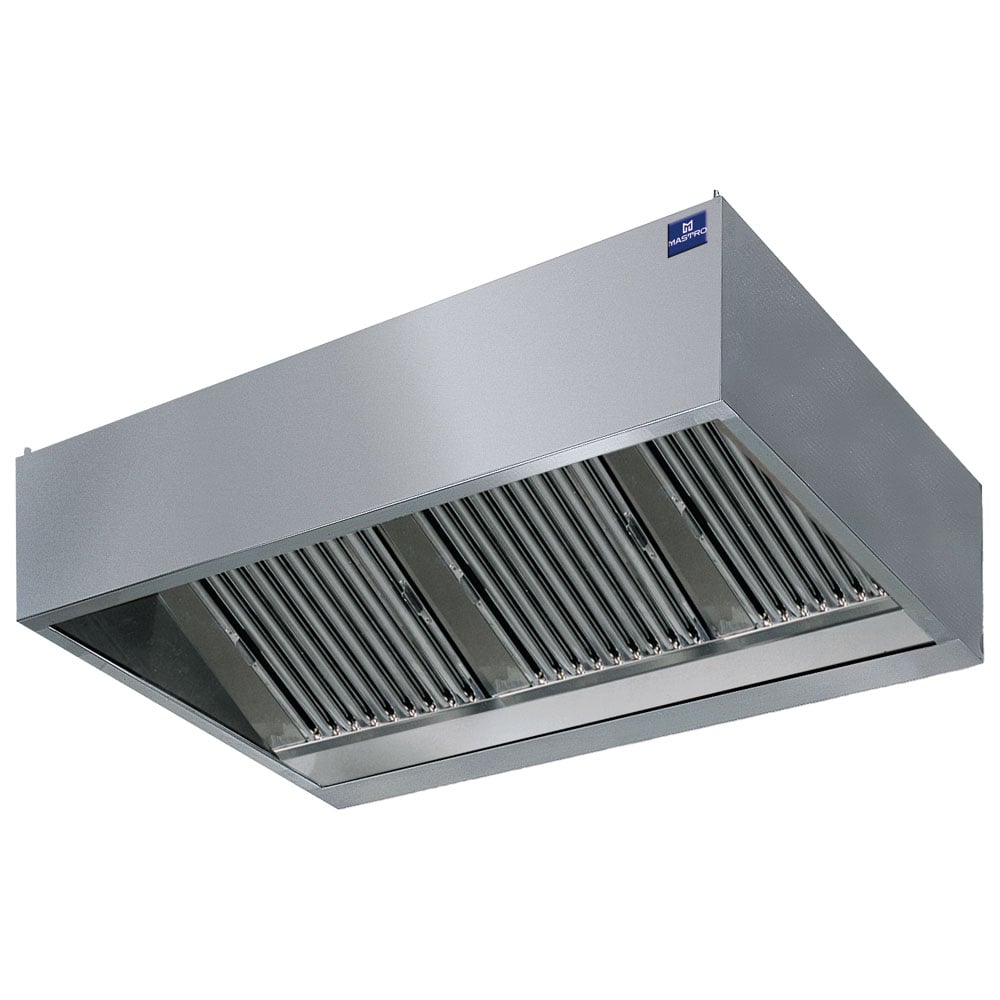 wall-mounted cubic hood with integrated lighting, 2800x1100 mm