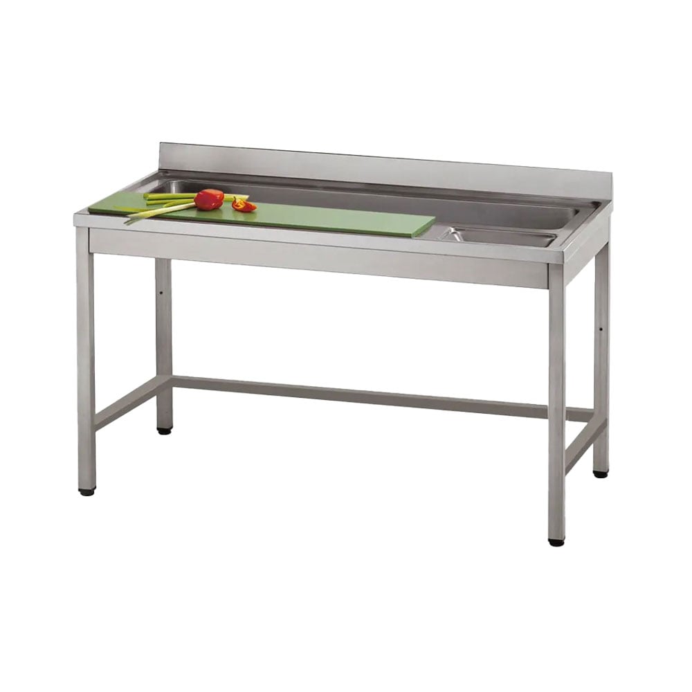 Vegetable preparation table with cutting board and bowl, l=1400 mm