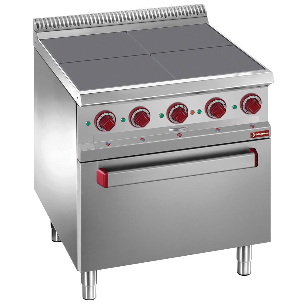 Electric stoves 4 plates aligned with the top, on oven GN 2/1
