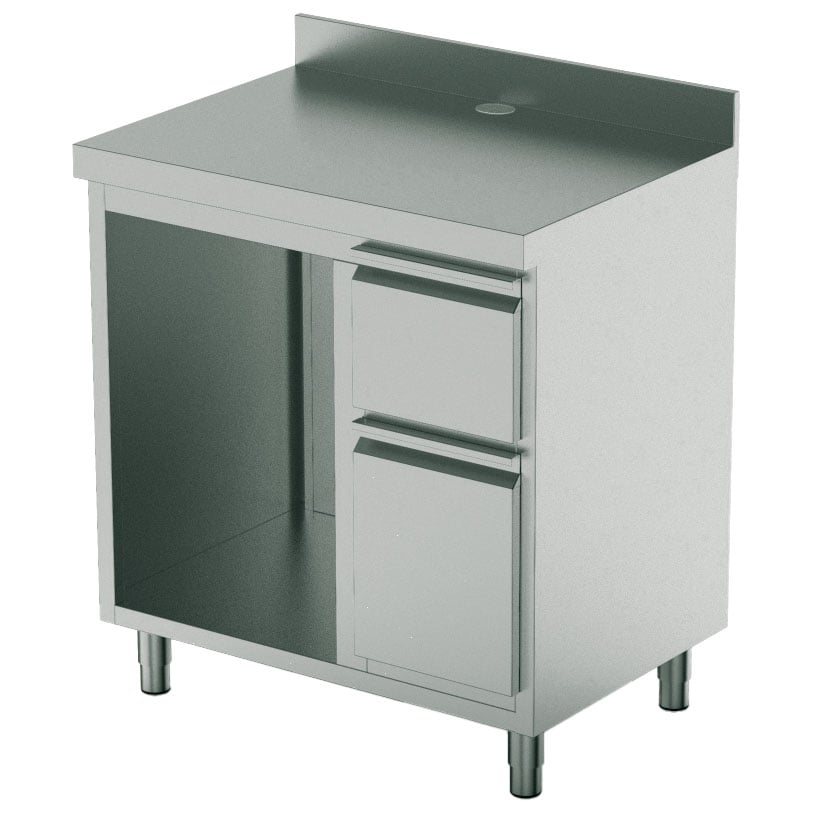 Coffee machine counter 1500x600 mm with drawer, coffee ground drawer, waste bin, 1 machine compartment