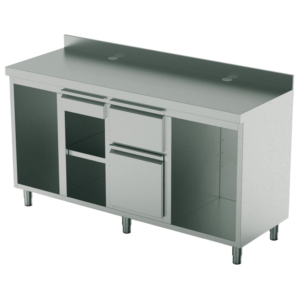 Coffee machine counter 2000x600 mm with drawer, coffee ground drawer, waste bin, 2 machine compartments