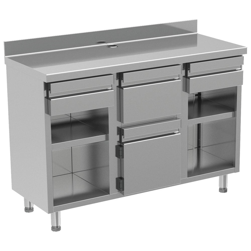Coffee machine counter 1500x600 mm with 2 drawers, coffee ground drawer, closed cabinet