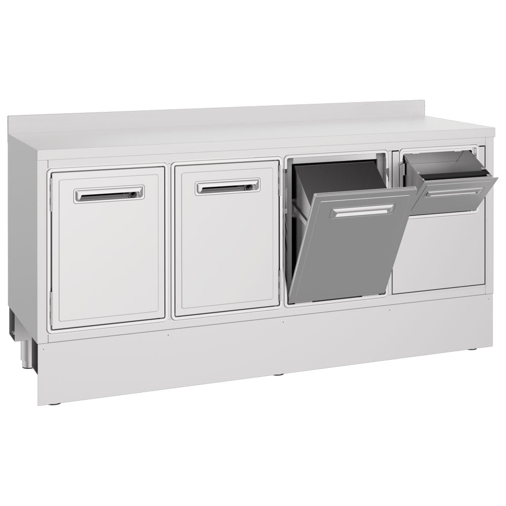 Coffee machine counter 1950x700 mm with coffee ground drawer, waste bin, 2 doors