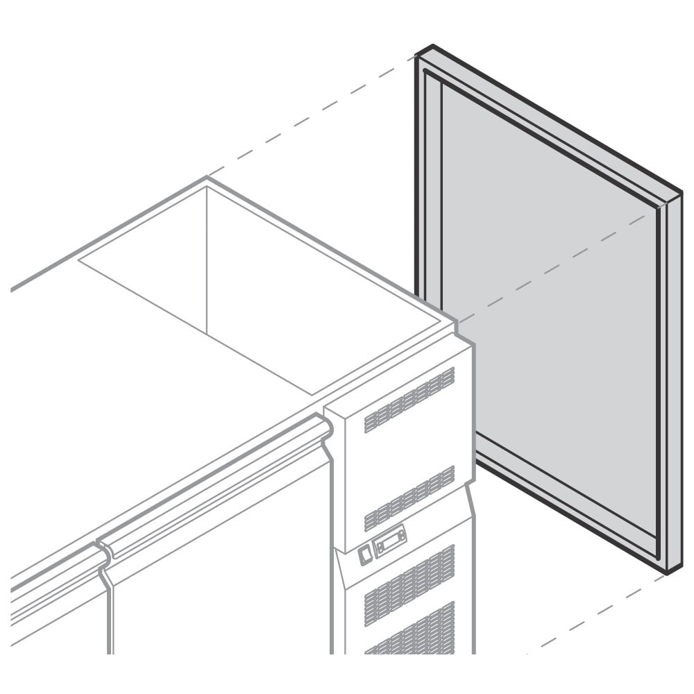 End side cover panel for refrigerated beverage counters, 690x850 mm