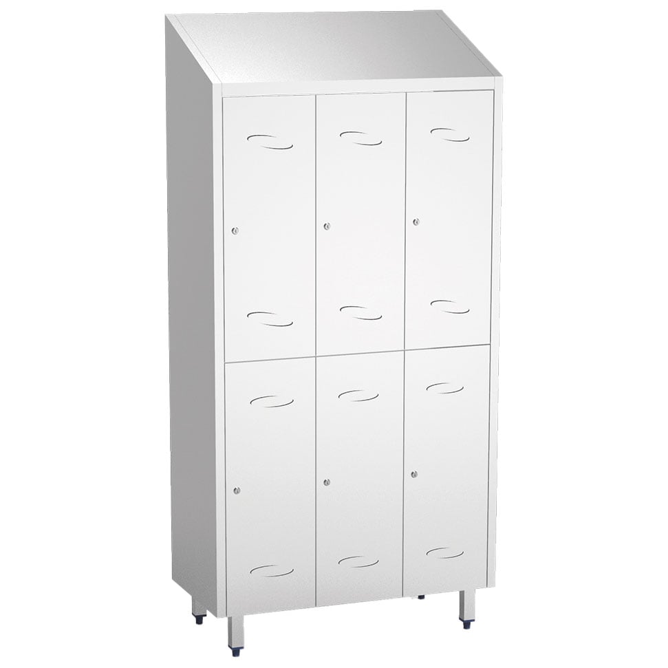 Changing room locker with 6 small compartments, H=2010 mm