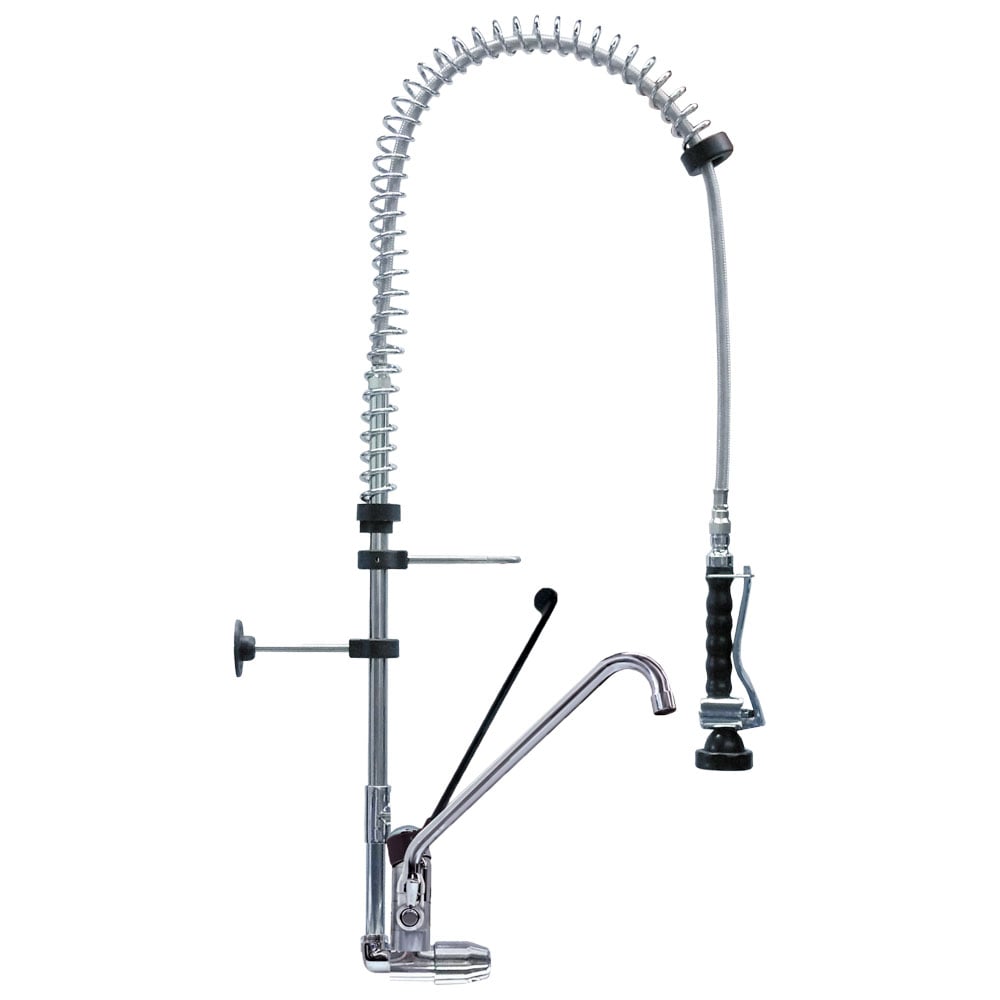 pre-rinse unit on single lever monobloc tap with swivelling spout, connection 1/2