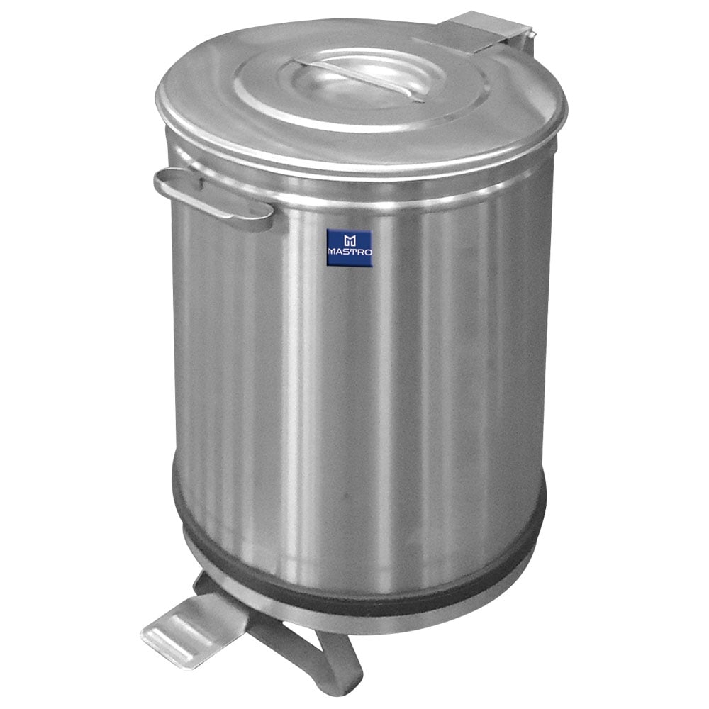 Waste bin in stainless steel on castors, foot operated, 50 litres