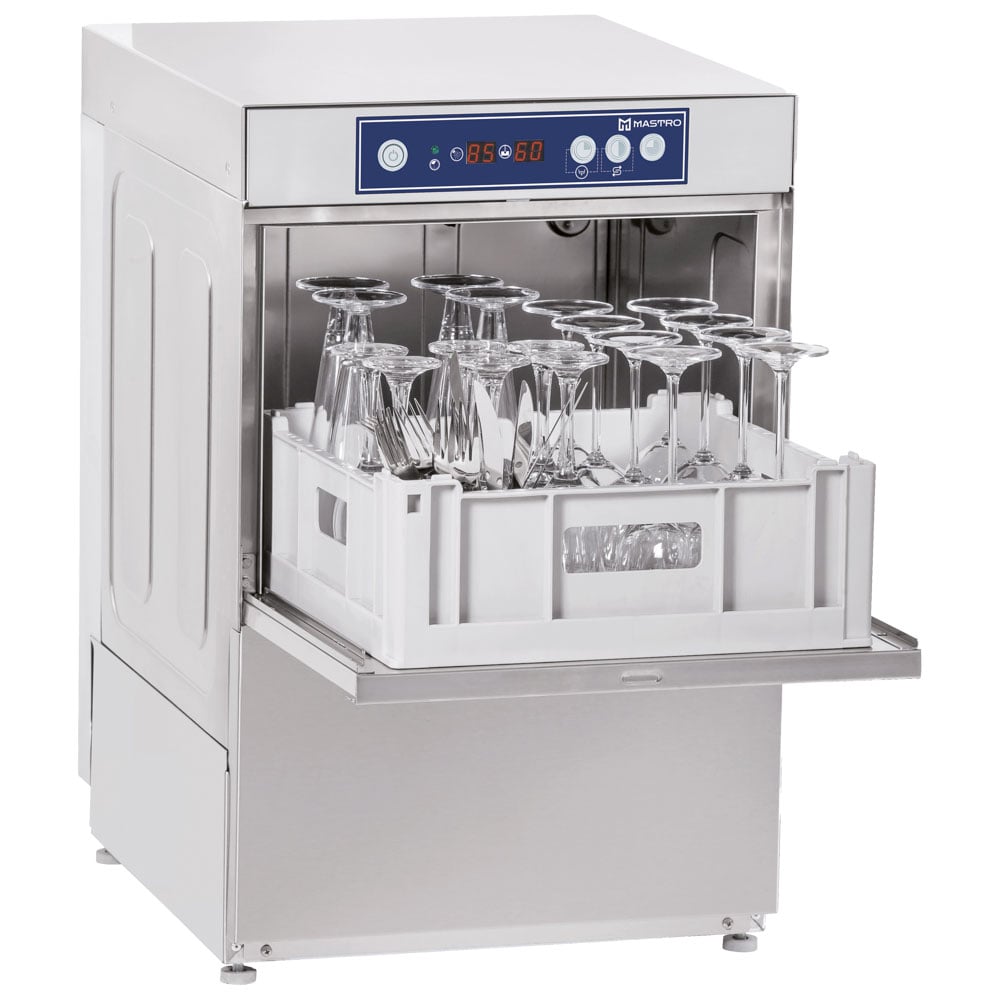 Glasswasher, detergent injector, softener and drain pump, 40x40 cm, max h=27 cm, digital version
